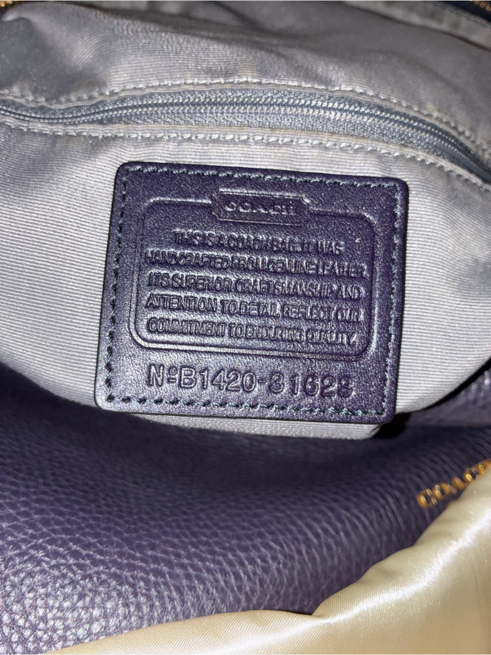 Coach Dark Plumb Pebbled Leather Shoulder Hobo with Adjustable Strap - Picture 7 of 7